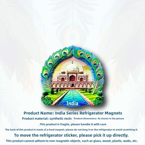 Imán <span class=keywords><strong>de</strong></span> Refrigerador con Pluma <span class=keywords><strong>de</strong></span> Pavo Real Blanca y Roja, Diseño <span class=keywords><strong>de</strong></span> Iglesia India, con la Esencia Poética <span class=keywords><strong>de</strong></span> una Persona China, Adhesivo Magnético 3D para Viajes - Product Image 4