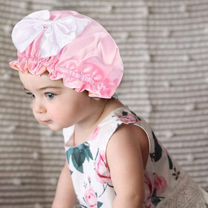 子供用サテンリボンスリープキャップ、伸縮性のあるシルクのような丸いベビーボンネット、幼児の髪を保護する帽子 - Product Image 4