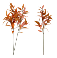 Branche coupée de 100 cm en faux tronc d'arbre d'automne écologique et durable, feuilles de couleur sienne brûlée, pour vitrine de fleuriste, centre de table à l'aspect séché