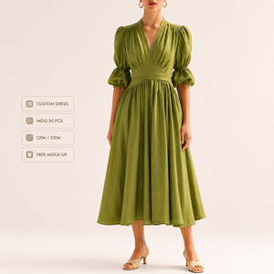 Robes longues en coton et lin élégantes de haute qualité pour femmes - Product Image 1