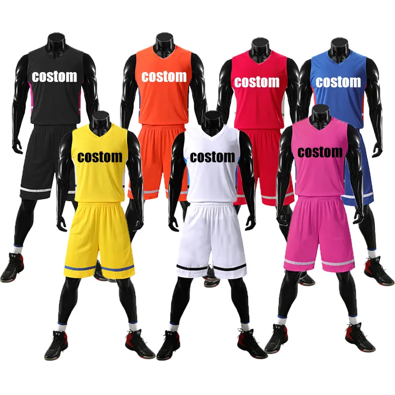 Custom Embroidered Logo Sports Wear Children's Basketball Team Uniform Kit Kids