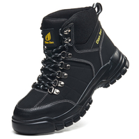 Bottes de sécurité DianSen DS-61 pour hommes, chaussures en cuir microfibre, anti-perforation, embout en acier, chaussures de travail, chaussures de sécurité noires, personnalisables