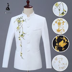 Conjunto de 2 Peças com Bordado Dourado para Homens, Blazer e Calças Tradicionais Chinesas, Traje <span class=keywords><strong>Formal</strong></span> - Product Image 5