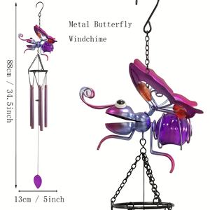 กระดิ่งลมโลหะรูปสัตว์สำหรับกลางแจ้งและในร่มออกแบบรูปผีเสื้อและผึ้งสำหรับหน้าต่างบ้านสวนต้นไม้ในสวน - Product Image 1