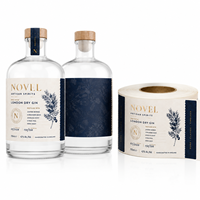 Étiquettes personnalisées en papier texturé avec impression double face, dorées à chaud, métallisées et imperméables pour bouteilles de gin, vin et spiritueux