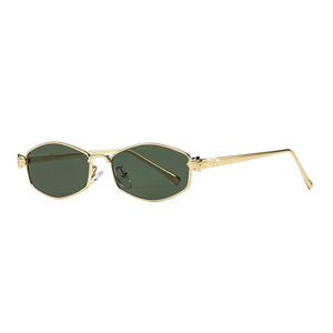 Nuevo estilo de gafas de sol con montura pequeña de metal para mujer, protección UV400, borde poligonal, ligeras, a la moda, tipo 3 - Product Image 4