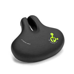 Nuevo sillín de bicicleta hueco sin puente de suspensión, negro y verde fluorescente, cómodo y con absorción de impactos para bicicletas ordinarias, unisex para adultos. - Product Image 2