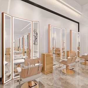 Miroir de salon professionnel moderne <span class=keywords><strong>à</strong></span> trois volets, mobilier de salon commercial, <span class=keywords><strong>table</strong></span> autoportante en verre - Product Image 6