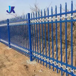 Powder-coated Waterproof Welded Metal Wrought Iron Steel Fence With Metal Tip Decorative Features