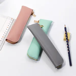 Stationery Fountain Pen Holder Bag Mini PU Leather Pen Sleeve Case Student Zipper Pencil Pouch