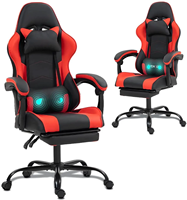 Ergonomique 360 °   Chaise de jeu pivotante et inclinable en cuir PU avec hauteur réglable pour les cafés Internet à domicile, les joueurs professionnels