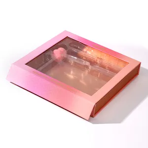 Kotak kemasan kuas rias kustom setelan kuas kotak kertas magnetik lipat dengan kotak kosmetik sisipan Vietnam
