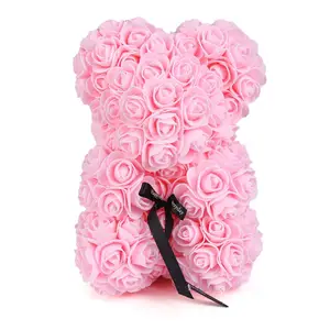 Oso de peluche para siempre rosas flor artificial 40Cm 25Cm 70cm rosas San Valentín espuma corazón rojo regalo