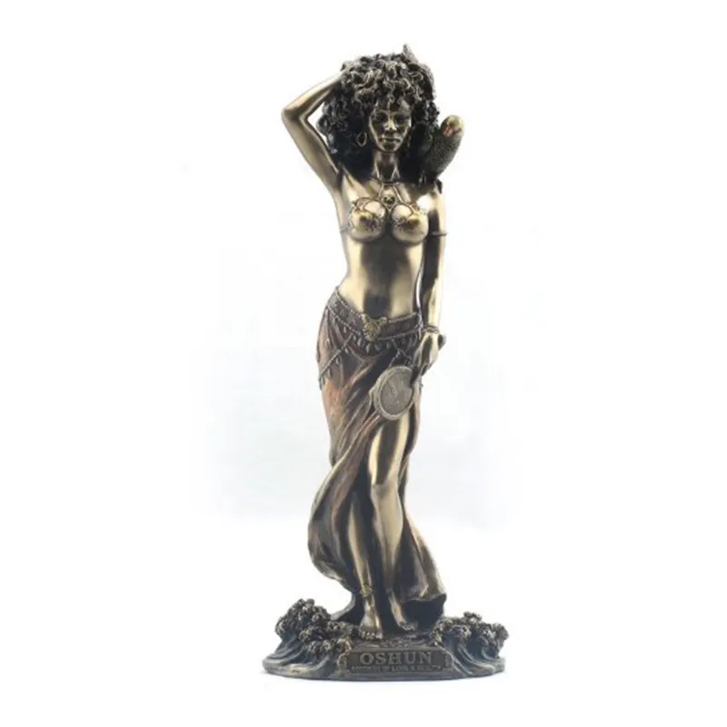 Polyresin Bronzed Oshun Greek Goddess Statue of Love Marriage and Maternity Statuary Collectible Home Decor