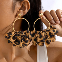 Vente en gros de boucles d'oreilles géométriques circulaires en pierres précieuses boucles d'oreilles en tissu léopard coloré pour bijoux