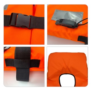 سترة نجاة تجارية ISO 100N من النوع الثاني باللون البرتقالي والأحمر للإنقاذ البحري للبالغين مصنوعة من الفوم مع عاكسات ضوئية - Product Image 6