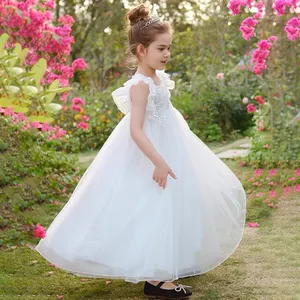 2-12 jahre mädchen sommer weiß elegant niedlich kinder boutique kinder prinzessin ärmellos hochzeit party blume mädchen kleider