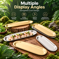 Assiette ovale en acier inoxydable de qualité alimentaire, durable et écologique, de style coréen, pour plats chauds, pâtes de crevettes, boulettes de viande, sushis, barbecues