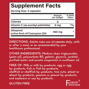 Cardiólogo recomendado Mega CoQ10 Ubiquinol 900mg Forma activa Agua Grasa Soluble Absorción superior Corazón Salud CoQ10 Cápsula - Product Image 3