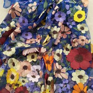 Tela de encaje bordado multicolor 3D Premium directo de fábrica Producto de categoría de alta calidad - Product Image 1