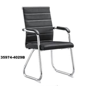Muebles de oficina silla de oficina negra de cuero Silla de reunión con reposabrazos fijo 35974-4029B - Product Image 1