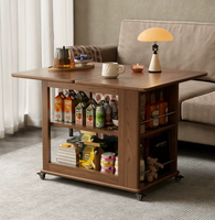 Massivholz Moderner Minimalistischer Klappbarer Couchtisch mit Stauraum für Kleine Wohnungen Wohnzimmer und Essbereich BJ041