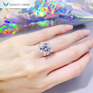 Tianyu-anillo de compromiso de oro amarillo, gemas de estilo Retro, tamaño grande, 8 quilates, Diamante de moissanita incoloro 14K, Au585 - Product Image 5