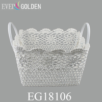 Panier à plantes vintage en corde de coton tressé, imperméable, écologique, pour intérieur, couvercle de pot de fleurs, bac de rangement pour linge, avec poignées, 35X28X20CM