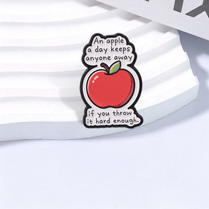 An Apple A <strong>Day</strong> Keeps Anyone Away If You Throw It Hard Enough Enamel Pin Humor Sarcastic Twist <strong>Proverb</strong> &amp; Red Apple Brooch Badges - Product Image 3