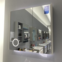 Meuble-lavabo mural moderne tout en aluminium pour femme, avec miroir éclairé anti-buée en céramique et acier inoxydable, facile à nettoyer