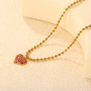 Europäische und Amerikanische Mode Edelstahl-Schmuck 18K Vergoldete Zirkonia-Besetzte Liebes-Schmetterling Anhänger Halskette - Product Image 5