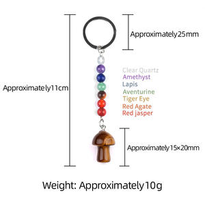 Pendentif de clé en pierre <span class=keywords><strong>color</strong></span>ée en cristal naturel Porte-clés champignon de 2cm avec accessoires de sac en pierre de guérison et artisanat de cadeaux - Product Image 5
