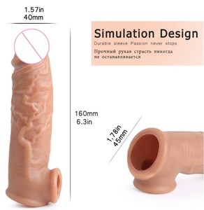 Schlussverkauf Silikon-Wahlring-<span class=keywords><strong>Penis</strong></span> verlängerte Ärmel Sexspielzeug Penisvergrößerungs-Kondome für Männer - Product Image 3