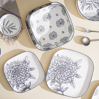 Vaisselle en céramique avec logo de forme personnalisée, assiette à dîner, ensemble de vaisselle en porcelaine de luxe de style japonais