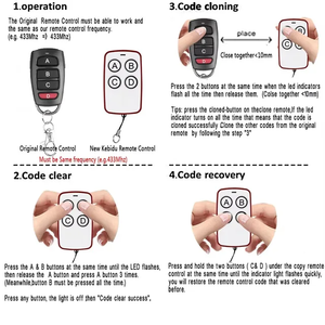 Chất lượng cao 4 kênh 433Mhz Led phổ Mã học tập sao lưu điều khiển từ xa 315Mhz tần số cho xe cửa nhà để xe/cổng - Product Image 6