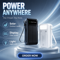 Batterie externe solaire portable haute performance 30000 mAh avec double port USB à charge rapide et affichage, chargeur de téléphone portable 50000 mAh