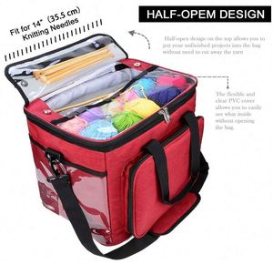 Free Sample <b>Knitting</b> <b>Bag</b> Yarn Storage High Capacity Yarn Totes Organizer with Inner Divider Portable Carrying Project <b>Knitting</b> - Product Image 2