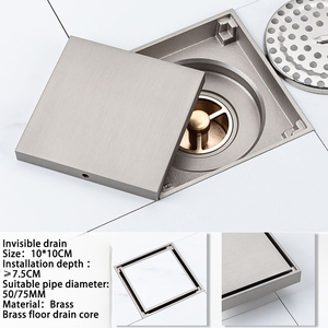 Trampa de drenaje de suelo de latón <span class=keywords><strong>cromado</strong></span>, rejillas de desecho de inserción de azulejo para colador de ducha de baño y cocina para fregaderos de cocina - Product Image 4
