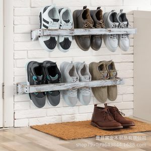 Zapatero de madera para montar en la pared, de 1 nivel, rectangular, multiusos, para almacenamiento de zapatos en la entrada. - Product Image 3