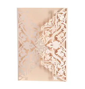 Elegant Light Pink Laser Cut House-Warming Party Invitation Wedding Banquets Company Conference Invitation Card