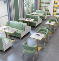Canapé en cuir PU rose moderne et table/chaise dorées pour restaurant, hôtel et café, usage commercial