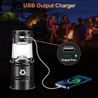 Lanterne de camping solaire à LED, lampe de poche légère et étanche pour l'extérieur, kit de survie, rechargeable par USB