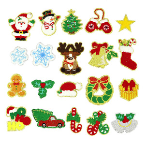 Fabbrica all'ingrosso eco-friendly albero di natale <span class=keywords><strong>Patch</strong></span> pupazzo di neve fiocco di neve calzini ricamati paillettes ciniglia glitterata - Product Image 1