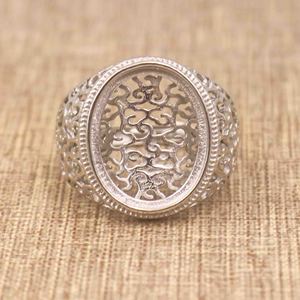 Sterling Silver 13*18/14*17/18*23/18*25mm Semi Mount Man <strong>Ring</strong> <strong>Blank</strong> Bezel Setting S925 Base Without Center Stone for DIY Inlay - Product Image 2