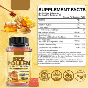 Biochealth Custom 500mg polen de abeja, 200mg jalea real, 200mg gomitas de propóleo de abeja para apoyo inmunológico, suplementos antioxidantes - Product Image 6