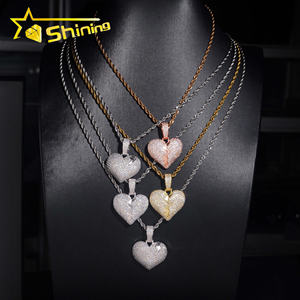 Scorte di fabbrica all'ingrosso Hip Hop gioielli 925 in argento Sterling VVS Moissanite ghiacciato cuore spezzato ciondolo con collana gratis - Product Image 6