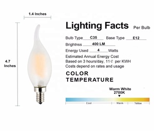 Bán Hàng Nóng Trắng Frosted E12 E14 <span class=keywords><strong>4W</strong></span> C35 <span class=keywords><strong>LED</strong></span> Bóng Đèn Nến Ngọn Lửa - Product Image 4