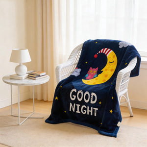 ผ้าห่มราเชลลายการ์ตูนน่ารักนุ่มพิเศษ ผลิตจากโพลีเอสเตอร์ 100% ผ้าถักเนื้อนุ่มหนาสำหรับเด็ก ลายพระจันทร์ก่อนนอน - Product Image 4