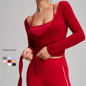 Haut de sport à manches longues croisé avec bandage, séchage rapide, pour la course, la danse, le yoga et le pilates pour <span class=keywords><strong>femme</strong></span> - Product Image 1