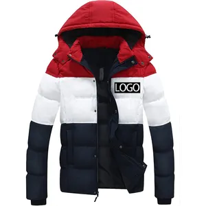 Design warm down hooded bubble jacket premium winter jacket men custom color combo puffer jacket